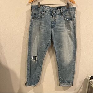 AG the Nolan ankle jeans distressed light wash zipper fly size 30